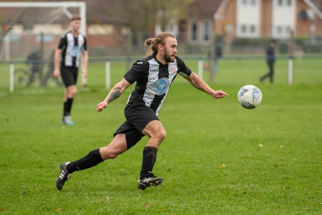 Hayling's Matt Hiscock in action at Paulsgrove