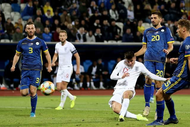 England's Mason Mount scores England's side's fourth goal. Steven Paston/PA Wire.