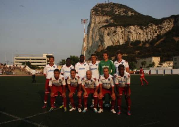 Pompey line up before their pre-season friendly in Gibraltar last summer