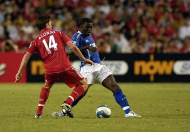 Sulley Muntari on the ball for Pompey in Hong Kong back in 2007. Picture: Will Caddy