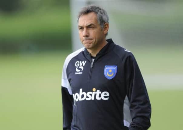 Guy Whittingham takes Pompey training yesterday    Picture: Allan Hutchings