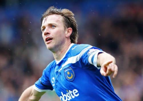David Connolly celebrates his goal. Pompey v Morecambe. Picture: Joe Pepler