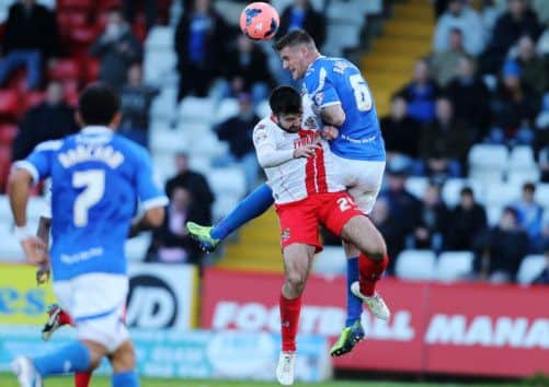 Blues defender Sonny Bradley wins the ball. Pic: Joe Pepler