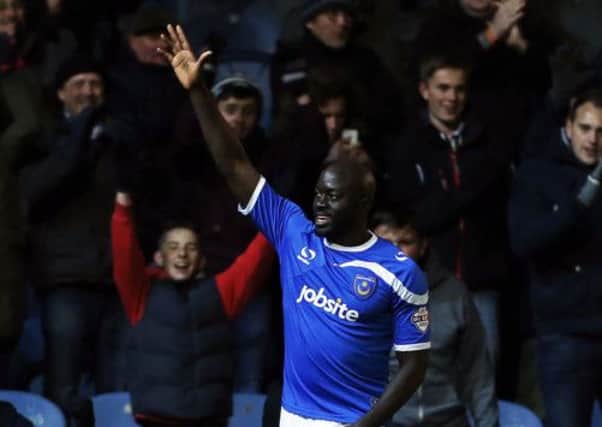 Patrick Agyemang salutes the fans after his goal against Wycombe Picture: Joe Pepler