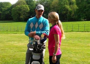Justin Rose with Olympic gold medalist Sarah Ayton at Goodwood