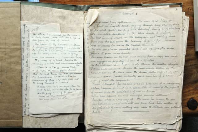 21/8/14   David Cornelius 82 of Hayling Island who has published a book by his late father Fredrick about his memories of WW1 - Path of Duty. The manuscripts(142470-1) PPP-140821-145352001