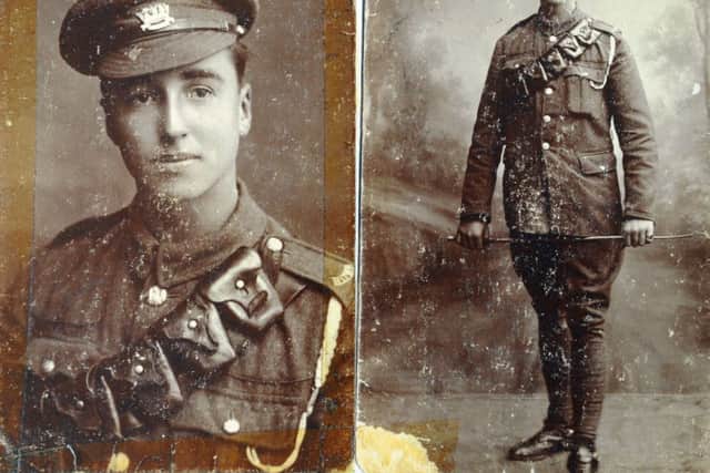 21/8/14   

David Cornelius 82 of Hayling Island who has published a book by his late father Fredrick about his memories of WW1 - Path of Duty
Fredrick aged 19-20 PPP-140821-145414001