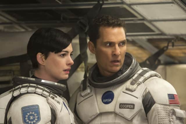 Undated Handout Photo of Interstellar. Pictured: Anne Hathaway as Amelia and Matthew McConaughey as Cooper. See PA Feature FILM Film Reviews. Picture credit should read: PA Photo/Warner Bros/Paramount/Melinda Sue Gordon. WARNING: This picture must only be used to accompany PA Feature FILM Film Reviews. PPP-140411-122234001