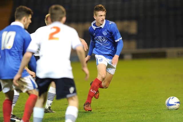 James Granger in action for Pompey Academy against Bolton on Tuesday at Fratton Park. Picture: Sarah Standing