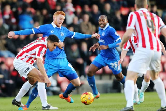 Nigel Atangana, back centre, netted the Blues' equaliser at Cheltenham this afternoon   Picture: Joe Pepler