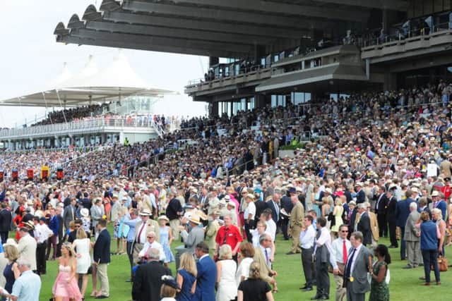 Crowds enjoy Glorious Goodwood in 2014 Picture by Kate Shemilt C140777-20