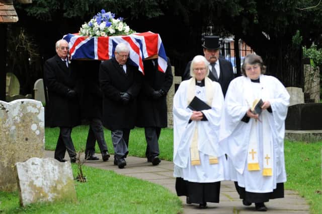 The funeral of stalwart councillor Ted Gale. Below, with his wife Barbara