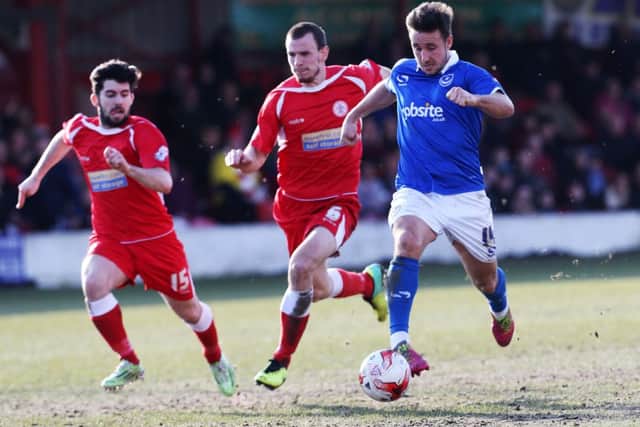 Matt Tubbs in action against Accrington Stanley 
 Picture: Joe Pepler