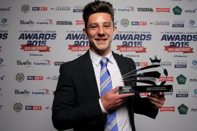Conor Chaplin with the Apprentice of the Year Award for League Two during the Football League Awards 2015 at The Brewery in London