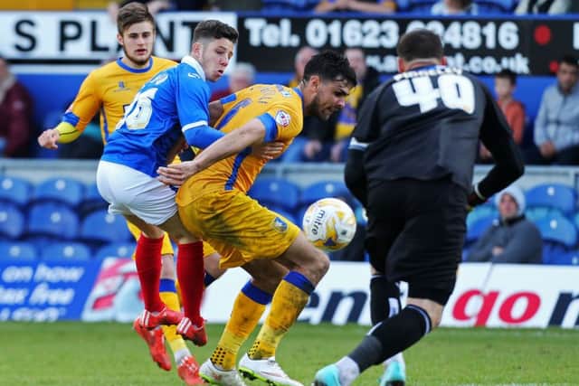 Conor Chaplin in action for Pompey against Mansfield last weekend Picture: Joe Pepler