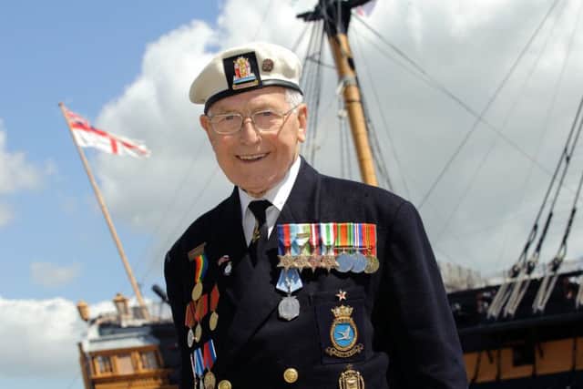 Veteran of the arctic convoys, Tony Snelling, 92, at 

Portsmouth Historic Dockyard 

Picture: Allan Hutchings (151130-068
