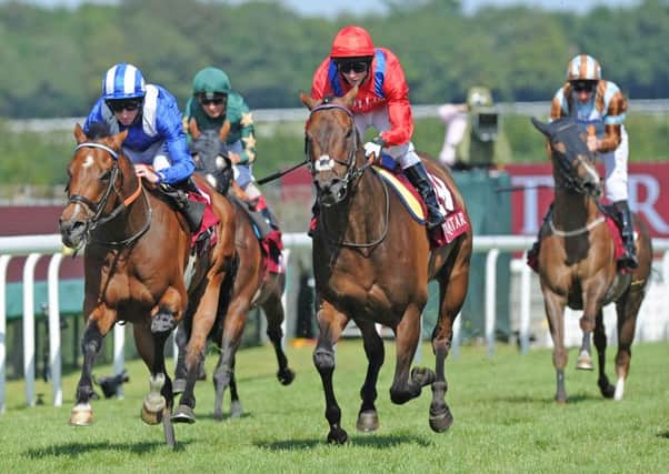 Muthmir edges ahead of Take Cover to win the King George Stakes / Picture by Malcolm Wells