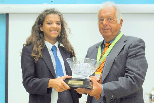 Achiever of the Year  HIBC Chairman John Cushion presenting award to Scarlett Vadgama