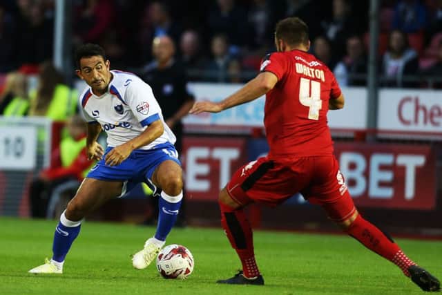 Gary Roberts on the ball against Crawley. Picture: Joe Pepler
