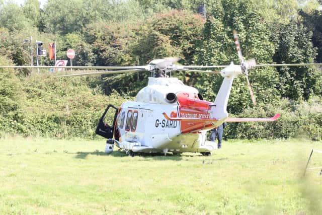 Air ambulance at the scene of tragic air show crash Picture: Eddie Mitchell