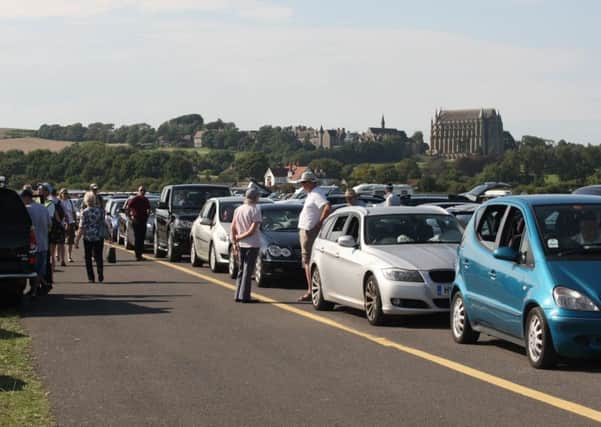 DM156620a.jpg Shoreham Airshow 2015. Visitors unable to leave the airfield following the crash. Photo by Derek Martin SUS-150822-184341008