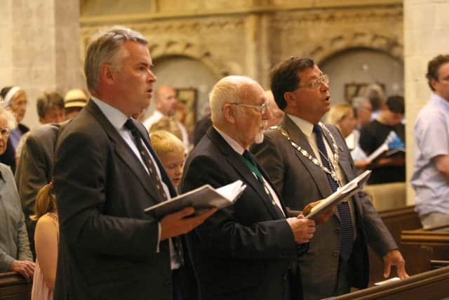 MP Tim Loughton, front left, at the church service at St Mary's, Shoreham. Photo by Derek Martin SUS-150823-123047008