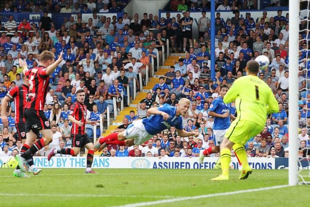 Jayden Stockley's late goal sparked Paul Cook's celebration. Picture: Joe Pepler
