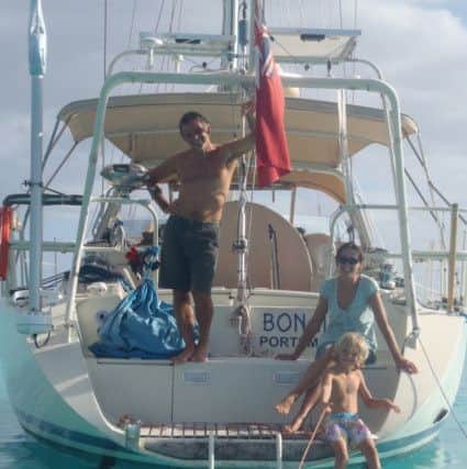 The family enjoying life on their boat, Bonaire