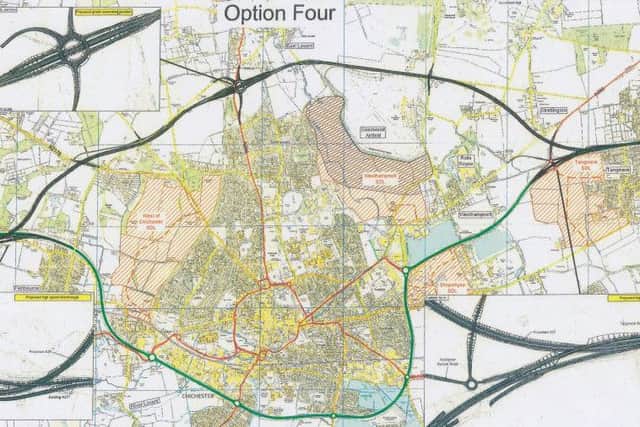 Option Four, one of two draft northern bypass routes and seven options. Â©Crown copyright 2016 Ordnance Survey. Media 013/16