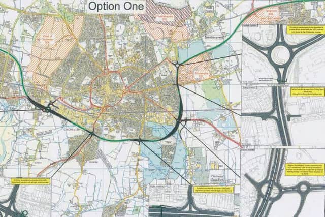 Option One, one of four draft options to upgrade the exisiting stretch of the A27. ©Crown copyright 2016 Ordnance Survey. Media 013/16