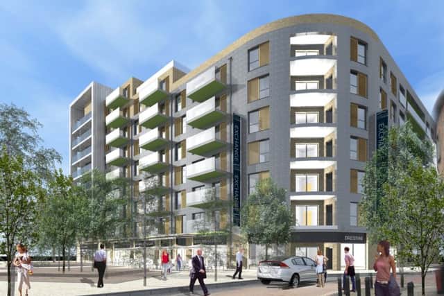 An artist's impression of the block of flats proposed for Market Parade
