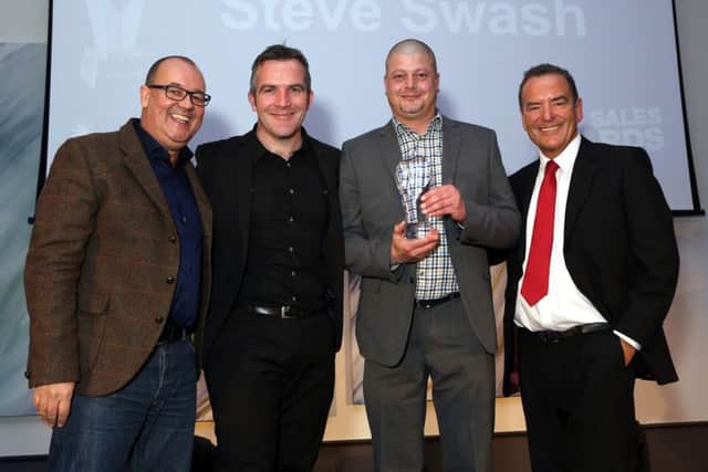 Fom left: Simon Parker from Hendy Group, Tim Ward from Black Horse, Steve Swash and Jeff Stelling