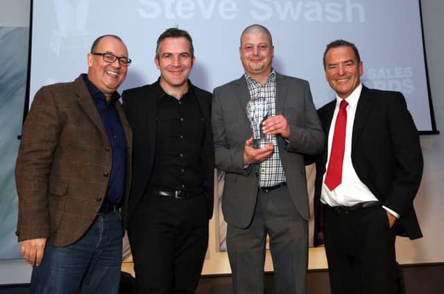 Fom left: Simon Parker from Hendy Group, Tim Ward from Black Horse, Steve Swash and Jeff Stelling