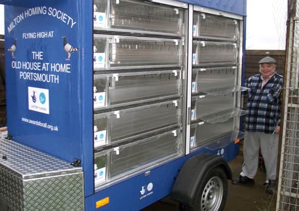 WISH GRANTED Volunteer Jim Willett with the racing pigeon trailer transporter funded by a lottery grant