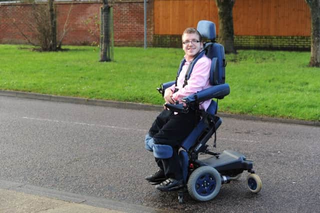 Michael Powell of Portchester in his wheelchair that allows him to stand up.

Picture: Paul Jacobs (160007-5) PPP-161001-175601006