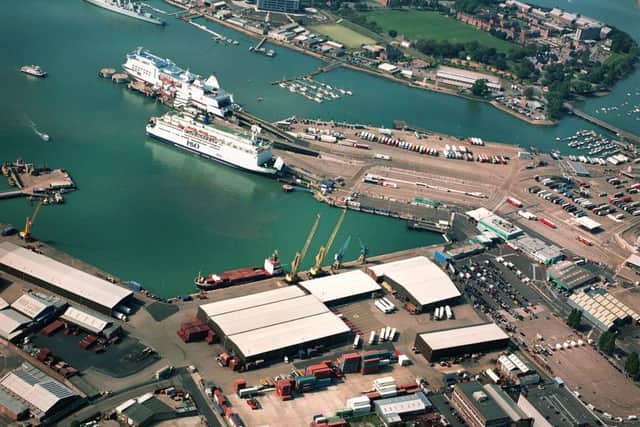 The ferry port with whale Island at the top of the picture