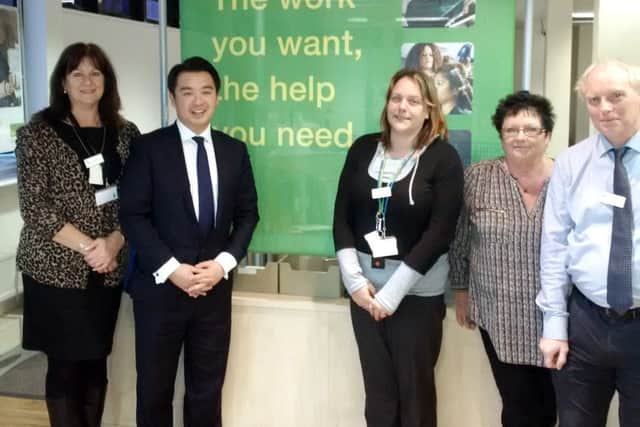 RECOGNITION Alan Mak MP with Leone Hill and the leadership team at Havant Job Centre Plus