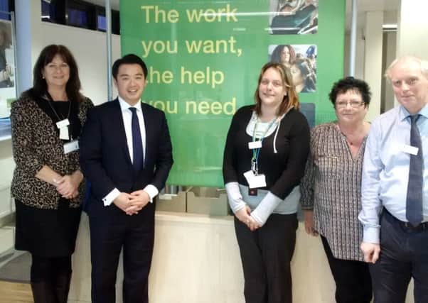 RECOGNITION Alan Mak MP with Leone Hill and the leadership team at Havant Job Centre Plus