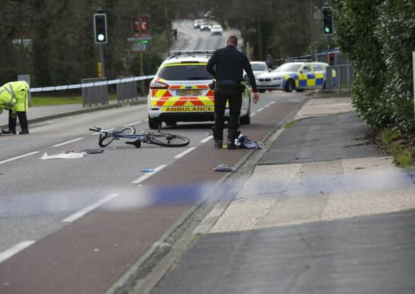 The scene of the collision in Highlands Road, Fareham Picture: Jaon Kay/ukinp PPP-160114-130229001