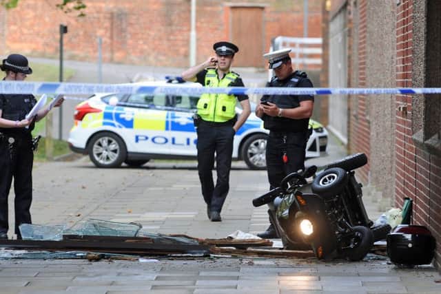 The aftermath of the scooter accident at Fareham Health Centre in 2012