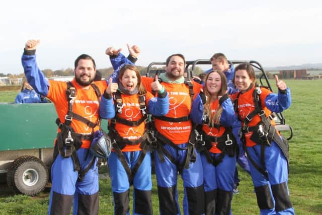 Staff from FatFace who took part in a skydive for the Over the Wall charity
