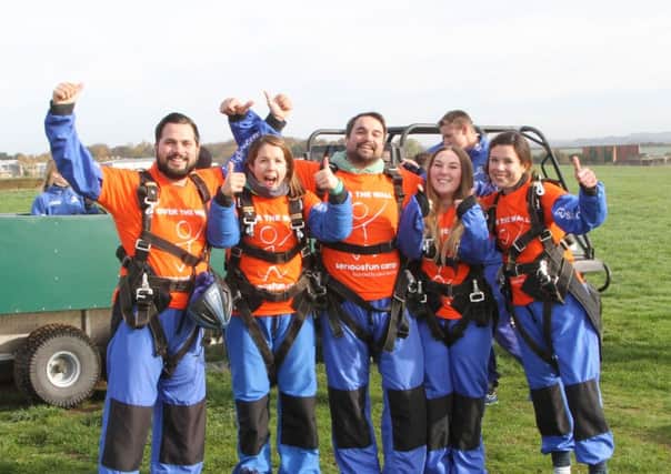 Staff from FatFace who took part in a skydive for the Over the Wall charity