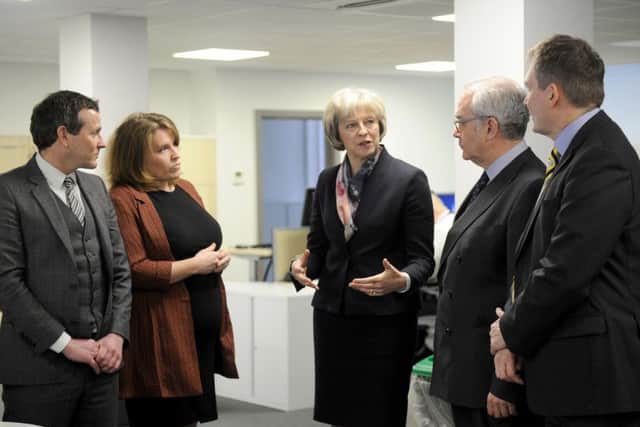 Home secretary Theresa May visited the University in Portsmouth to talk about the new police volunteer powers Picture: Sarah Standing (16010-8360)