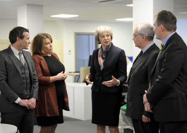 Home secretary Theresa May visited the University in Portsmouth to talk about the new police volunteer powers Picture: Sarah Standing (16010-8360)