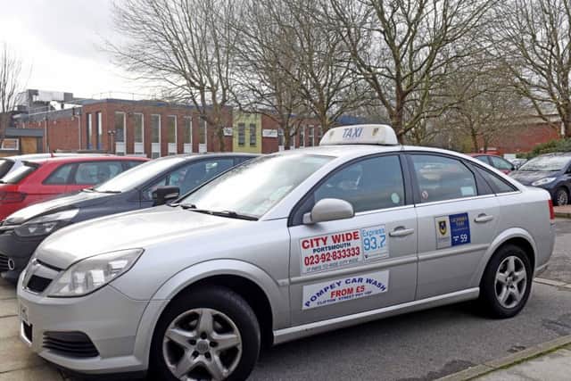 A silver taxi at the Mountbatten Leisure Centre in Portsmouth which belongs to the victim, Albert Xhediku
