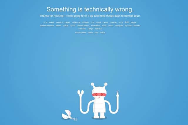 Screen grabbed image taken from the Twitter website which is down for many users in the UK, with the social media platform's website and mobile apps inaccessible for many.