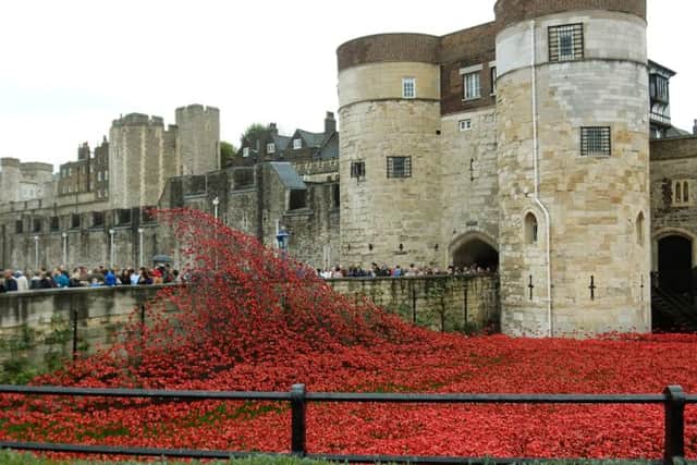 The Blood Swept Lands and Seas of Red poppy display by the Tower of London