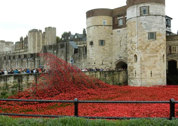 The Blood Swept Lands and Seas of Red poppy display by the Tower of London