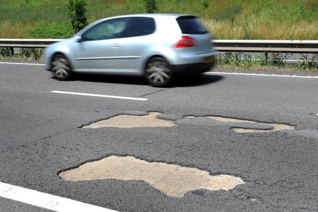 Potholes on the A27 between Chichester and Portsmouth