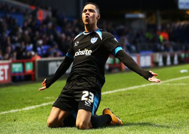 Kyle Bennett scored for Pompey in the 2-2 draw at Portman Road Picture: Joe Pepler